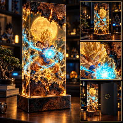 Golden Warrior Story Cube Resin Lamp