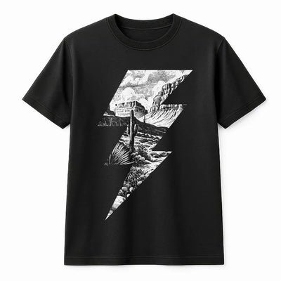 Desert Lightning T-Shirt | Western Cactus Graphic Print | 100% Soft Cotton Tee | Boho Rodeo Style Gift for Her