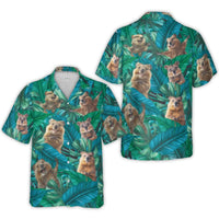 Quokka Hawaiian Shirt | Tropical Leaf Allover Print | Breathable Woven Polyester | Fun Vacation Gift for Animal Lovers