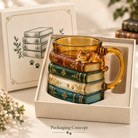 Book Stack Cat Mug