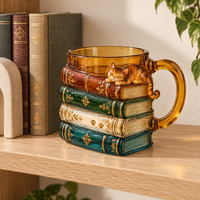 Book Stack Cat Mug