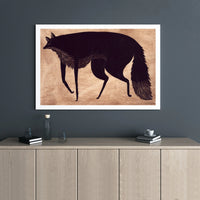 Black Fox Canvas Wall Art | Stylized Minimalist Woodcut Print | Premium Gallery Wrap Decor | Nature Inspired Gift for Living Room