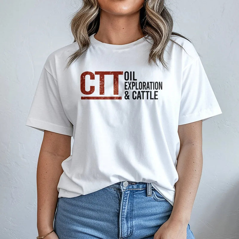 Oil Exploration & Cattle T-Shirt | CTT Ranch Heritage Graphic | 100% Cotton Premium Tee | Unique Gift for Oilfield Workers & Landmen