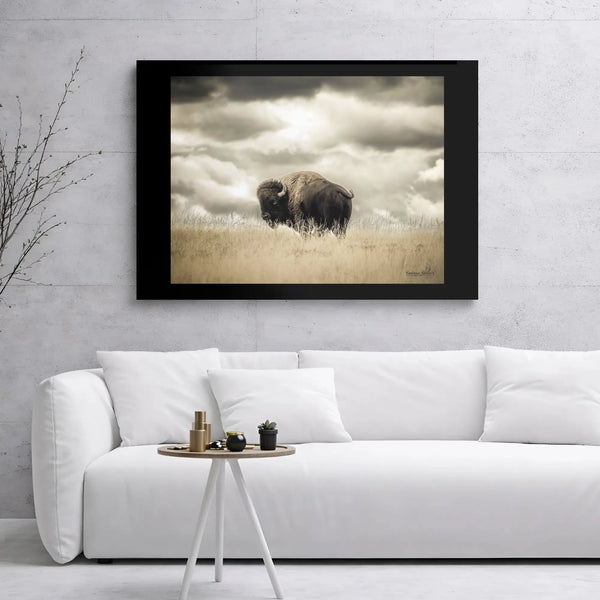 American Bison Canvas Wall Art | Rustic Wildlife Photography Print | Premium Gallery-Wrapped 1.25 Inch Frame | Western Home D