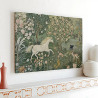 Enchanted Forest Canvas Wall Art | Whimsical Horse and Fawn Landscape | Premium 1.25-Inch Gallery Wrap | Magical Woodland Decor for Home