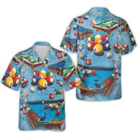 Billiards Pool Table Hawaiian Shirt | All-Over Print Graphic Design | Lightweight Woven Polyester | Unique Gift for Billiards Players