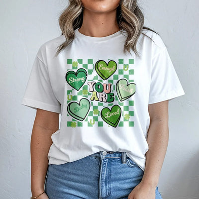 St. Patricks Day T-Shirt | Retro Lucky Shamrock Heart Graphic | Premium Cotton Unisex Tee | Cute Teacher Gift & Holiday Apparel