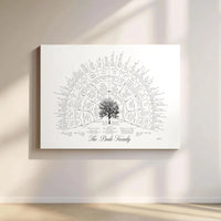Custom Family Tree Chart Canvas Print | Personalized Genealogy Ancestry Artwork | Premium Gallery Wrap Wall Decor | Unique Anniversary Gift Idea