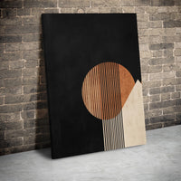 Minimalist Geometric Abstract Canvas Wall Art | Mid-Century Sun and Mountain Motif | 1.25" Gallery Wrap Premium Print | Modern Home & Office Decor Gift