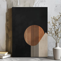 Minimalist Geometric Abstract Canvas Wall Art | Mid-Century Sun and Mountain Motif | 1.25" Gallery Wrap Premium Print | Modern Home & Office Decor Gift
