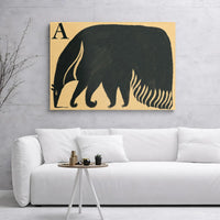 Anteater Alphabet Canvas Art | A is for Anteater Modern Nursery Wall Decor | Premium Gallery Wrapped Print | Educational Kids Room Gift