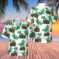 Tractor Hawaiian Shirt | Tropical Floral Farm Equipment Print | Lightweight Woven Polyester | Unique Farmer Gift for Men