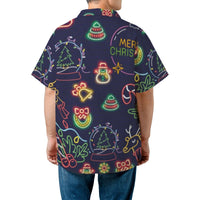 Neon Christmas Hawaiian Shirt | Festive Holiday Pattern With Snow Globes & Reindeer | Premium Wrinkle-Resistant Poly | Fun Christmas Party Gift For Men