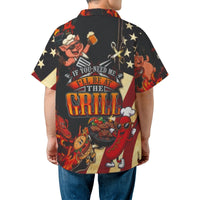 Funny BBQ Hawaiian Shirt | If You Need Me I'll Be At The Grill Graphic | Lightweight Woven Polyester | Unique Gift For Grilling Dad & BBQ Lovers