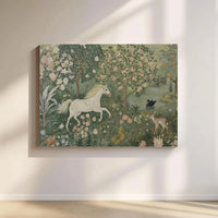 Enchanted Forest Canvas Wall Art | Whimsical Horse and Fawn Landscape | Premium 1.25-Inch Gallery Wrap | Magical Woodland Decor for Home