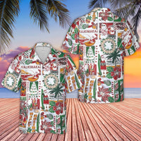 Mele Kalikimaka Hawaiian Shirt | Surfing Santa Tropical Christmas Print | Wrinkle-Resistant Polyester | Festive Gift for Him