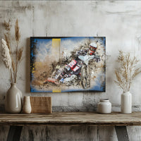 Speedway Motorcycle Racing Wall Art | Swedish Flag Grunge Sports Print | Premium Gallery Wrap Canvas | Gift for Motorsport Enthusiasts