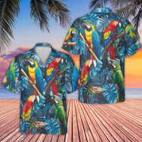 Macaw Parrot Hawaiian Shirt | Tropical Jungle Print | Breathable Woven Polyester | Vibrant Summer Vacation Gift For Him