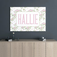 Hallie Name Wall Art | Floral Rose Vine & Butterfly Decor | Premium 1.25-Inch Gallery Wrap Canvas | Personalized Gift for Girl or Nursery
