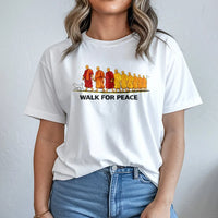 Walk For Peace T-Shirt | Buddhist Monk Dog Graphic Tee | Premium 100% Cotton Apparel | Inspirational Spiritual Gift for Yoga Lovers