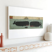 Whale Wall Art | Nautical Folk Art Print | 1.25" Premium Gallery Wrapped Canvas | Coastal Home Decor Gift for Ocean Lovers