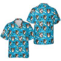 Australian Shepherd Hawaiian Shirt | Dog Breed Pattern with Bones and Hearts | Breathable Polyester | Premium Gift for Aussie Dog Lovers