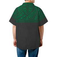 Polynesian Tribal Hawaiian Shirt | Green and Black Island Pattern | Lightweight Woven Polyester | Premium Summer Vacation Gift for Men