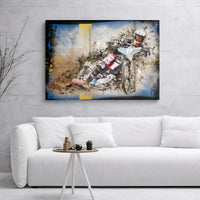 Speedway Motorcycle Racing Wall Art | Swedish Flag Grunge Sports Print | Premium Gallery Wrap Canvas | Gift for Motorsport Enthusiasts