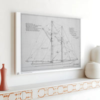 Bluenose Schooner Sail Plan Canvas | Vintage Nautical Blueprint Wall Art | 1.25 Inch Gallery Wrap | Gift for Sailors & Maritime Enthusiasts