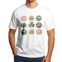Retro St. Patrick's Day T-Shirt | Groovy Lucky Clover Smiley Face Print | Premium 100% Cotton Tee | Gift for Women and Men