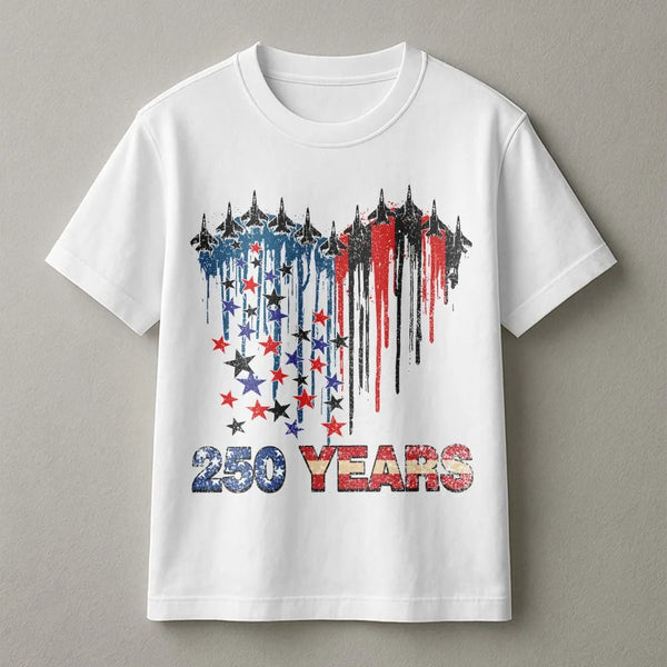 250 Years Independence T-Shirt | USA 1776-2026 Patriotic Fighter Jet Design | Premium 100% Cotton | Semiquincentennial Gift f