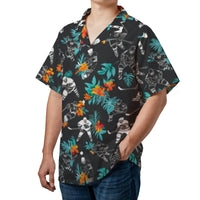 Ice Hockey Tropical Hawaiian Shirt | Floral Sports Button Down | Premium Lightweight Polyester | Unique Hockey Fan Summer Gift For Men