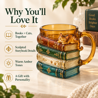 Book Stack Cat Mug