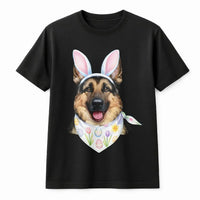 German Shepherd Easter Shirt | Bunny Ears Dog Graphic Tee | Premium 100% Cotton Spring Gift | Unisex Cute Dog Lover Present