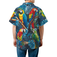 Macaw Parrot Hawaiian Shirt | Tropical Jungle Print | Breathable Woven Polyester | Vibrant Summer Vacation Gift For Him