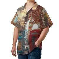 London Landmarks Hawaiian Shirt | Big Ben & Tower Bridge Collage | Premium Breathable Polyester | Travel Gift for United Kingdom Lovers