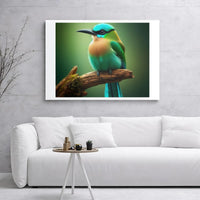 Motmot Bird Wall Art | Vibrant Tropical Turquoise Bird Canvas | Premium 1.25" Gallery Wrap | Nature-Inspired Home Decor Gift