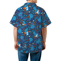 Cute Axolotl Hawaiian Shirt | Blue Creature Summer Button-Down | Premium Lightweight Polyester | Gamer Gift For Him And Her