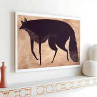 Black Fox Canvas Wall Art | Stylized Minimalist Woodcut Print | Premium Gallery Wrap Decor | Nature Inspired Gift for Living Room
