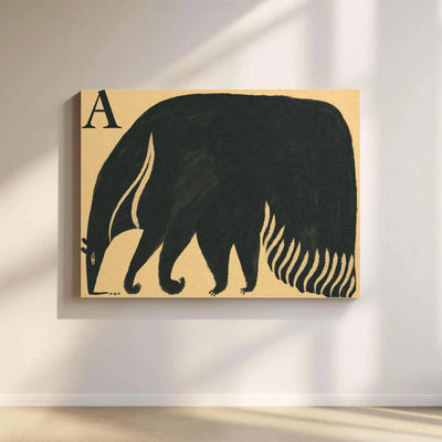 Anteater Alphabet Canvas Art | A is for Anteater Modern Nursery Wall Decor | Premium Gallery Wrapped Print | Educational Kids Room Gift