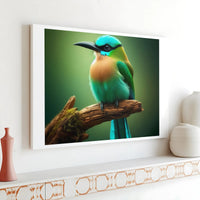 Motmot Bird Wall Art | Vibrant Tropical Turquoise Bird Canvas | Premium 1.25" Gallery Wrap | Nature-Inspired Home Decor Gift