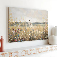 Jesus Walking With Child Canvas Print | Religious Wildflower Field Wall Art | Premium 1.25-inch Gallery Wrap | Inspirational Christian Gift for Home