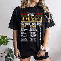 Black Inventors History T-Shirt | Educational List of Black Innovators Graphic | 100% Cotton Premium Unisex Tee | Gift for Black History Month