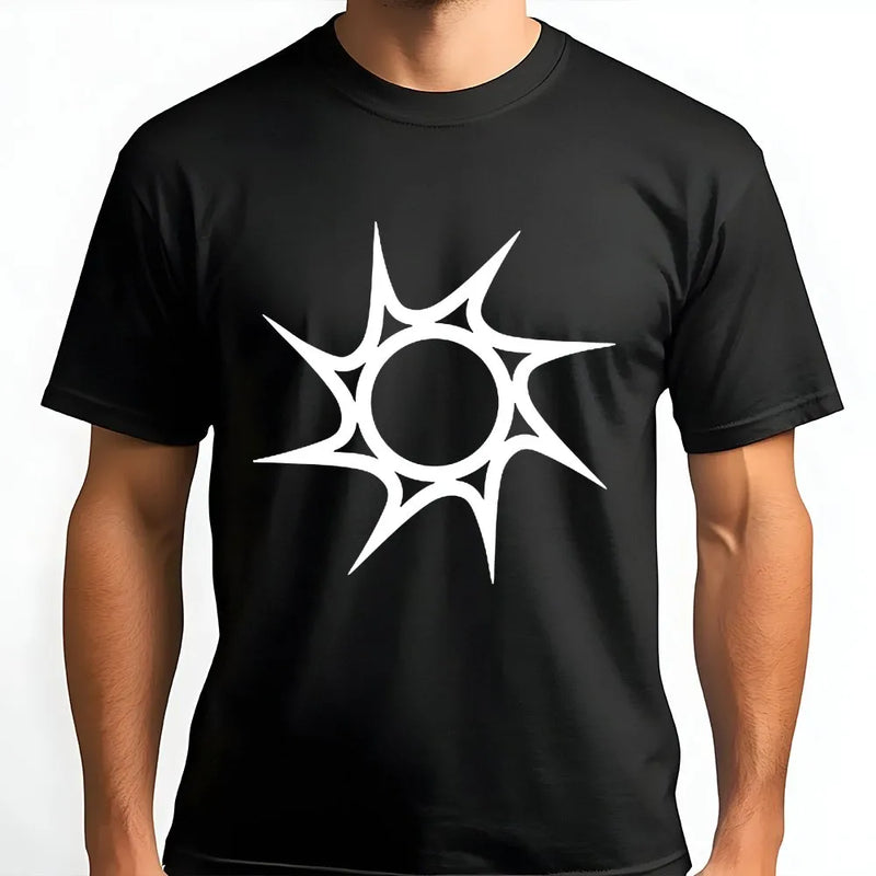 Geometric Sun Symbol T-Shirt | Minimalist Star Graphic | Premium Cotton Tee | Unisex Y2K Emo Aesthetic Gift for Gamers