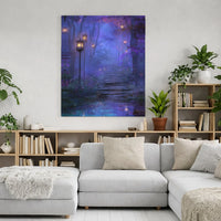 Enchanted Forest Canvas Wall Art | Magical Glowing Lanterns Path | Premium Gallery Wrapped Decor | Fantasy Room Gift for Nature Lovers