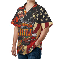 Funny BBQ Hawaiian Shirt | If You Need Me I'll Be At The Grill Graphic | Lightweight Woven Polyester | Unique Gift For Grilling Dad & BBQ Lovers
