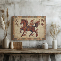 Fire Horse Wall Art | Chinese Zodiac Year of the Horse Canvas | Premium Gallery Wrap Decor | Symbolic Asian Astrology Home Gift