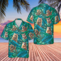 Quokka Hawaiian Shirt | Tropical Leaf Allover Print | Breathable Woven Polyester | Fun Vacation Gift for Animal Lovers
