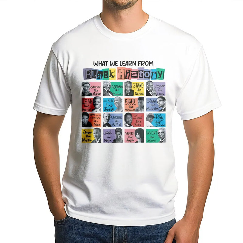 Black History Month T-Shirt | Inspirational African American Icons Graphic | Premium Cotton Unisex Tee | Gift for Teachers and History Students