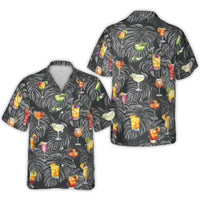 Cocktail Print Hawaiian Shirt | Tropical Palm Leaf Pattern | Breathable Woven Polyester | Fun Vacation Gift for Men